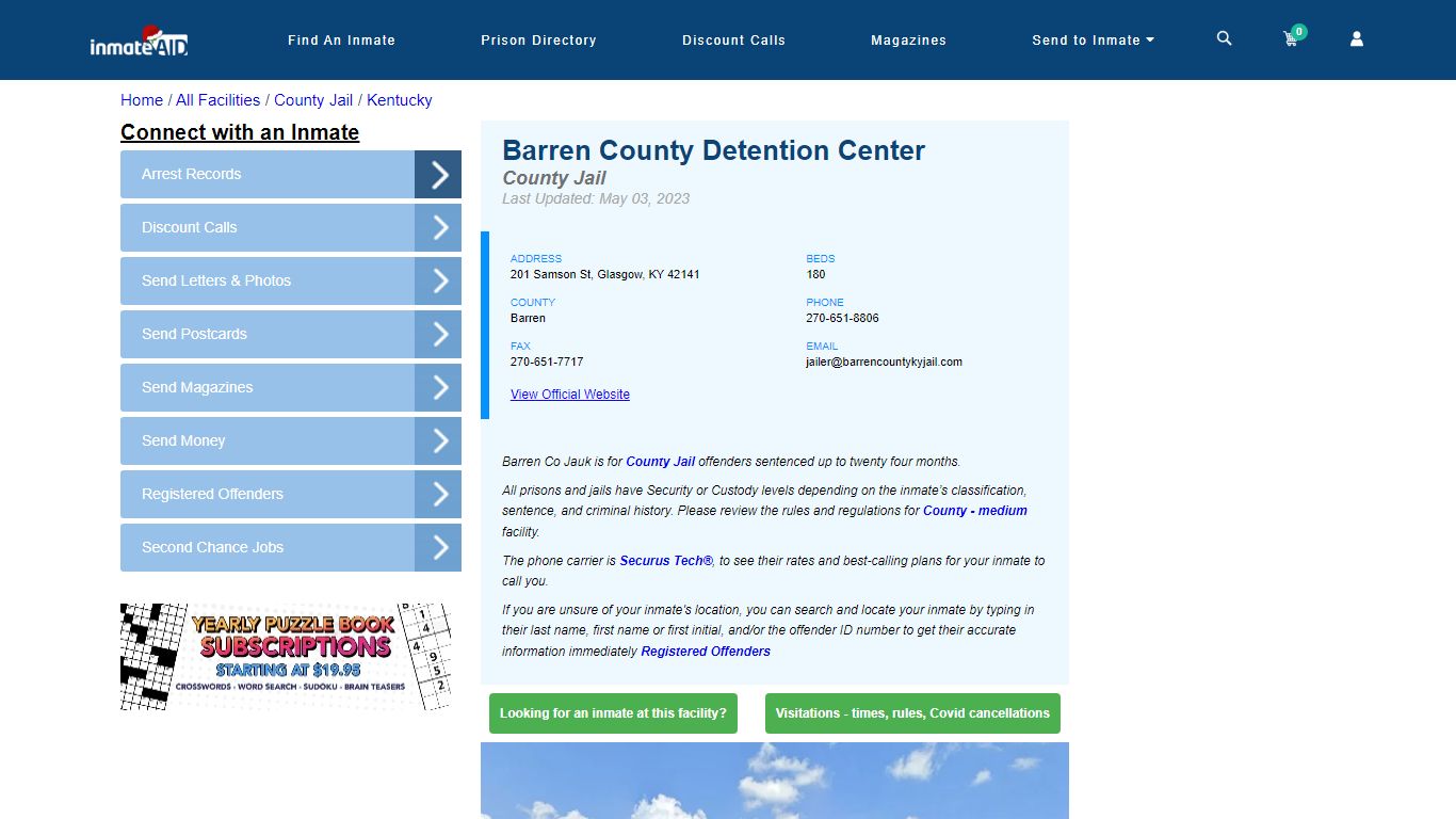 Barren County Detention Center - Inmate Locator - Glasgow, KY